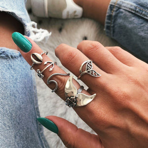 Boho whale tail ring