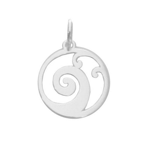 Tribal silver wave pendant