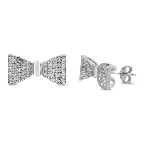 Bow silver earring