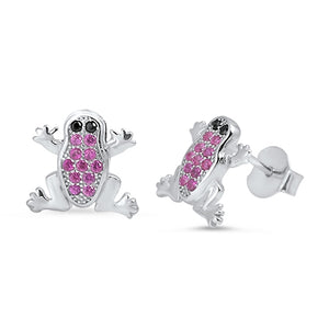 Frog silver earring