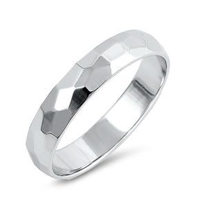 Diamond cut silver band