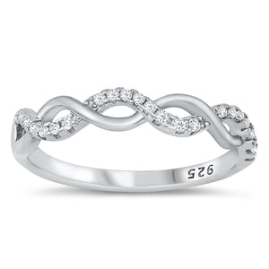 Twisted zirconia silver band