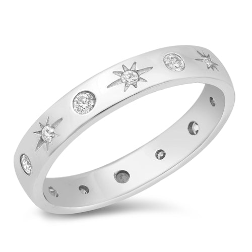 Twinkle star zirconia silver band