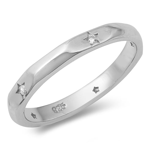 stars and zirconia  geometric silver ring