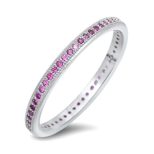 Pink zirconia silver ring by