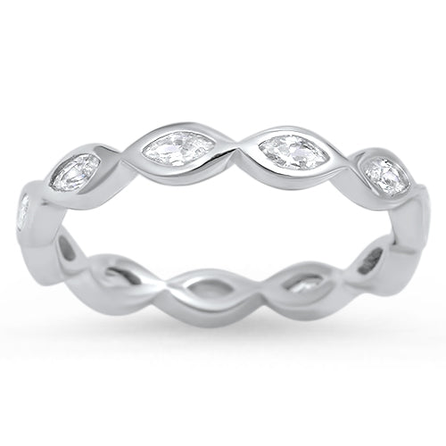 Zirconia silver band ring