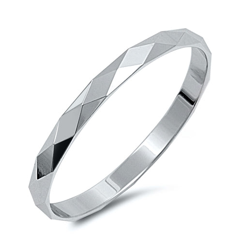 Diamond Cut thin silver band