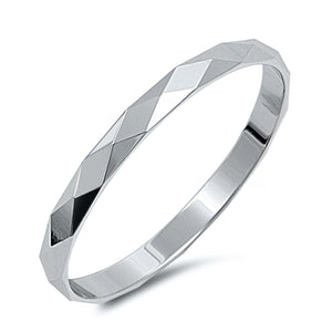 Diamond Cut thin silver band