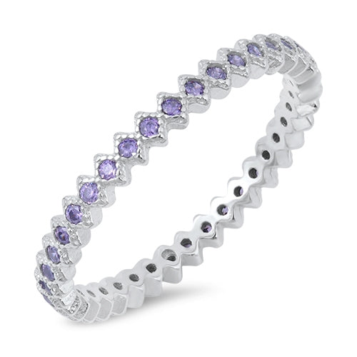 Amethyst zirconia silver ring