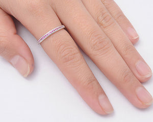 Pink zirconia silver ring by