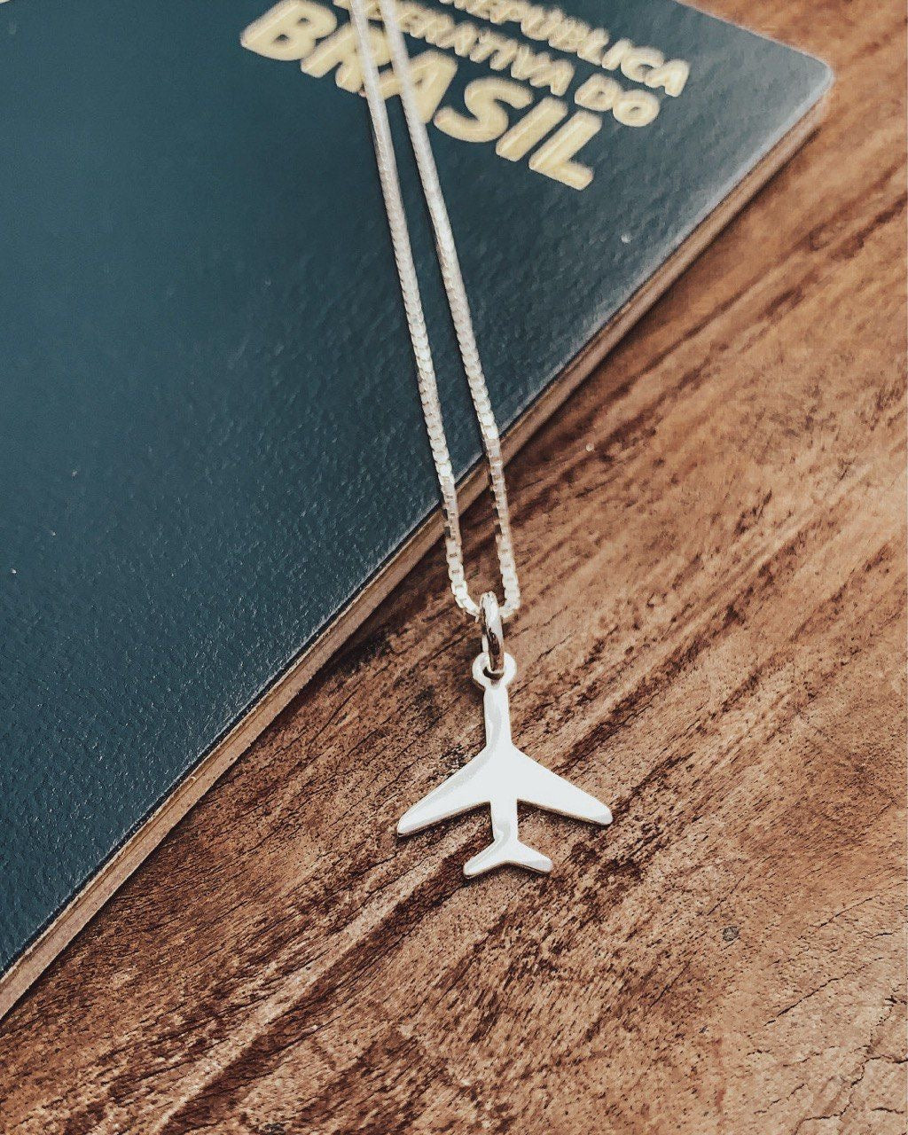 Airplane silver necklace
