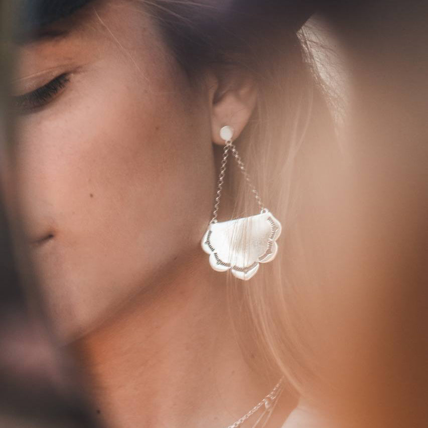 Lotus silver earring