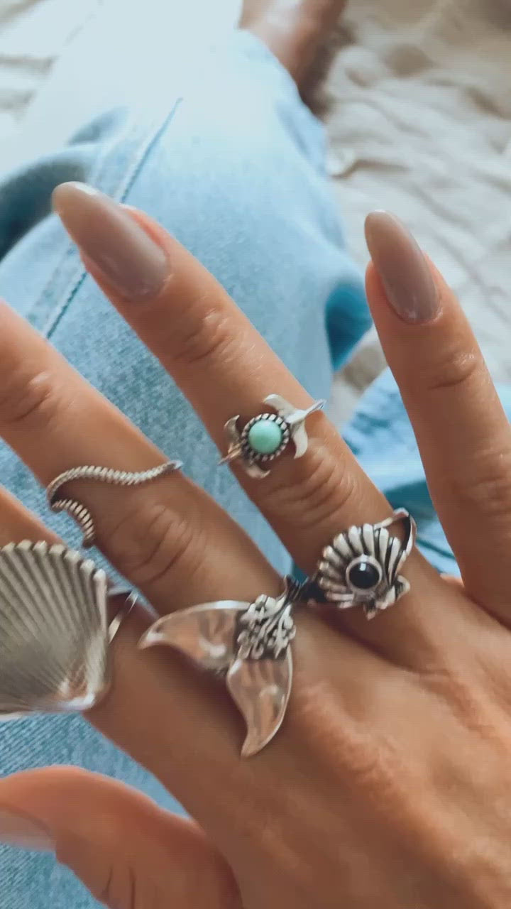 Boho whale tail ring