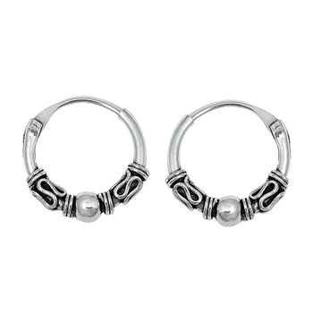 Bali hoop silver earring 12mm