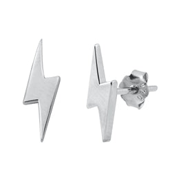 Thunderbolt plain silver earring