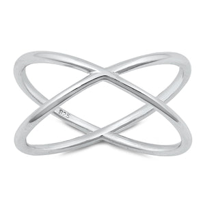 Thin criss cross silver ring