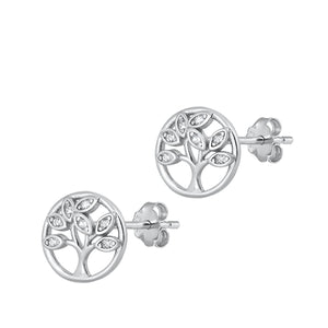 Tree of life silver and zirconia earrings