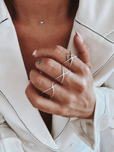 Thin criss cross silver ring