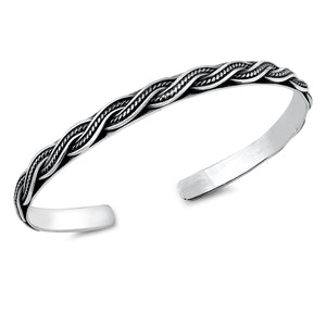 Braided oxidized silver cuff