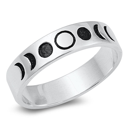 Moon phases silver ring