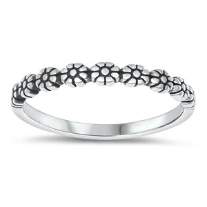 Small flowers silver band