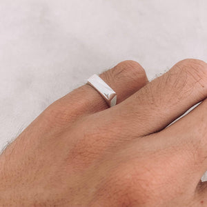 square pressure silver ring