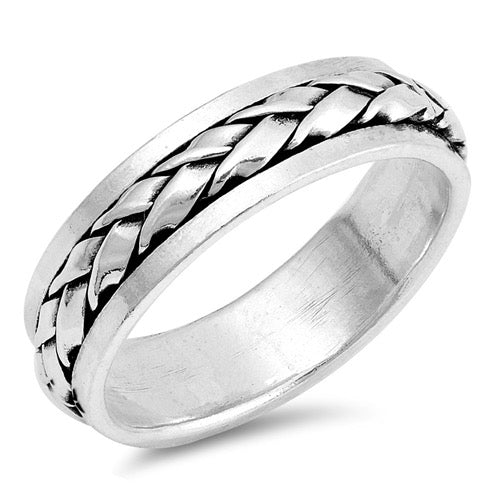 Braided fillet silver ring