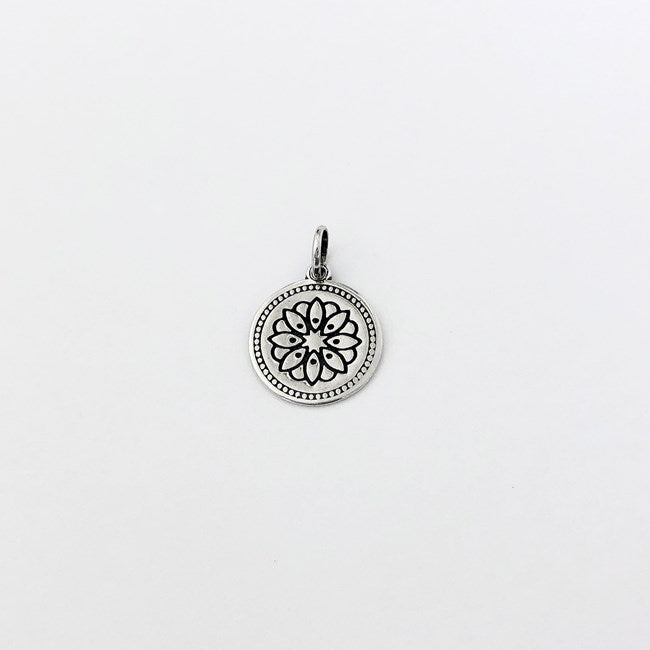 Mandala small silver pendant