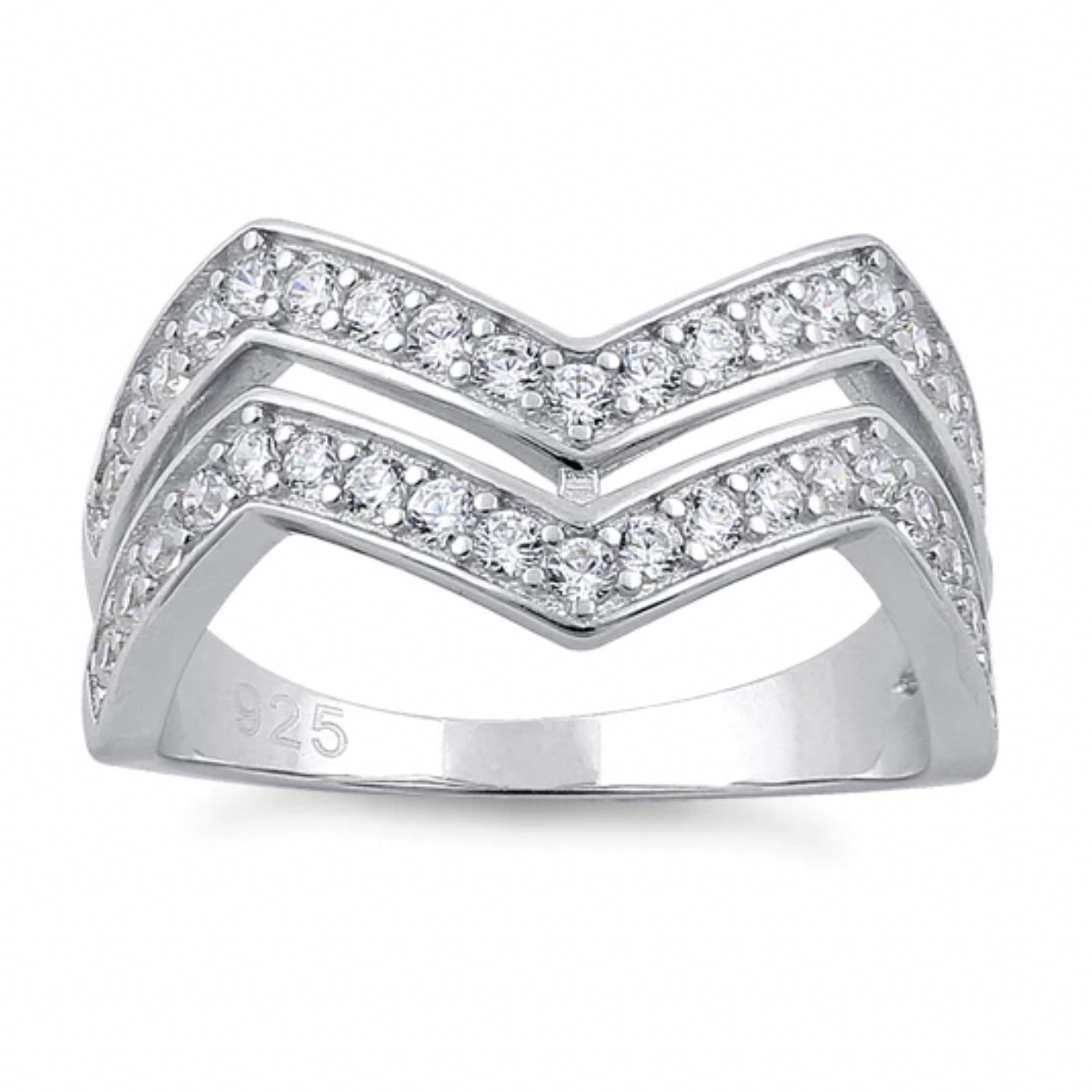 Double zig zag silver ring