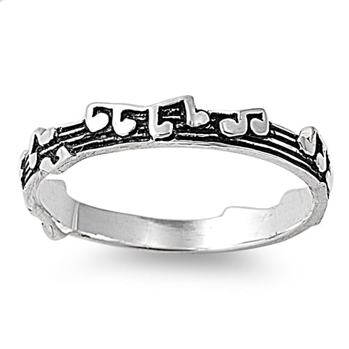 Music notes silver ring