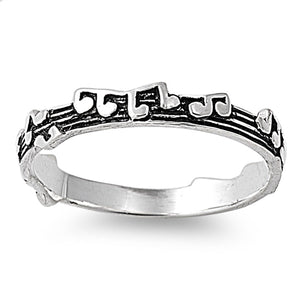 Music notes silver ring