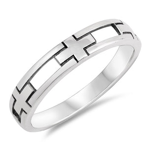 Cross silver band