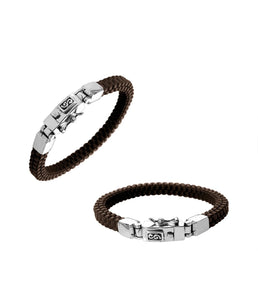 Brown leather silver bracelet