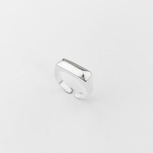 square pressure silver ring