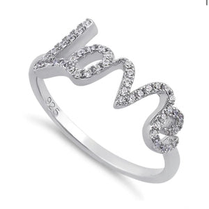 Love zirconia silver ring