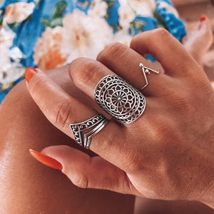 Flower of life mandala ring