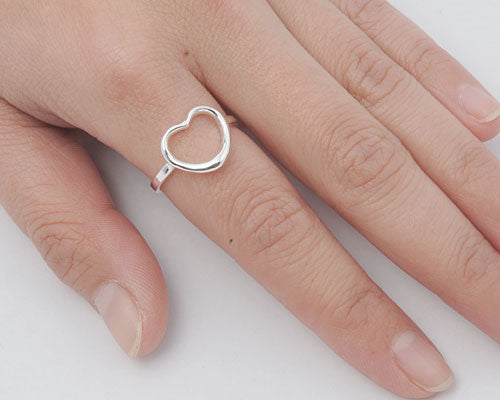 shallow heart silver ring