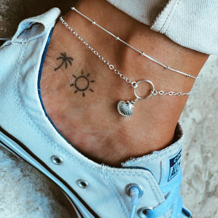 seashell silver anklet